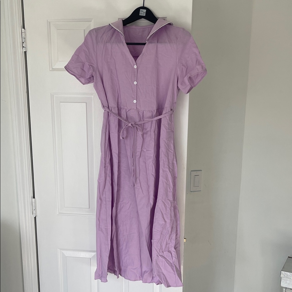 Lila & Noa Lavender Button-Up Midi Dress brand new